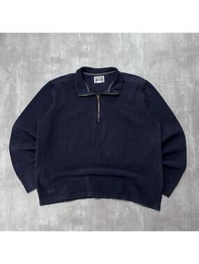 Y2K Navy Converse Grunge Gothic Quarter Zip Sweater